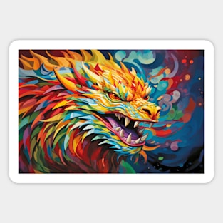 Dragon Animal Mythical Portrait Colorful Painting Magnet